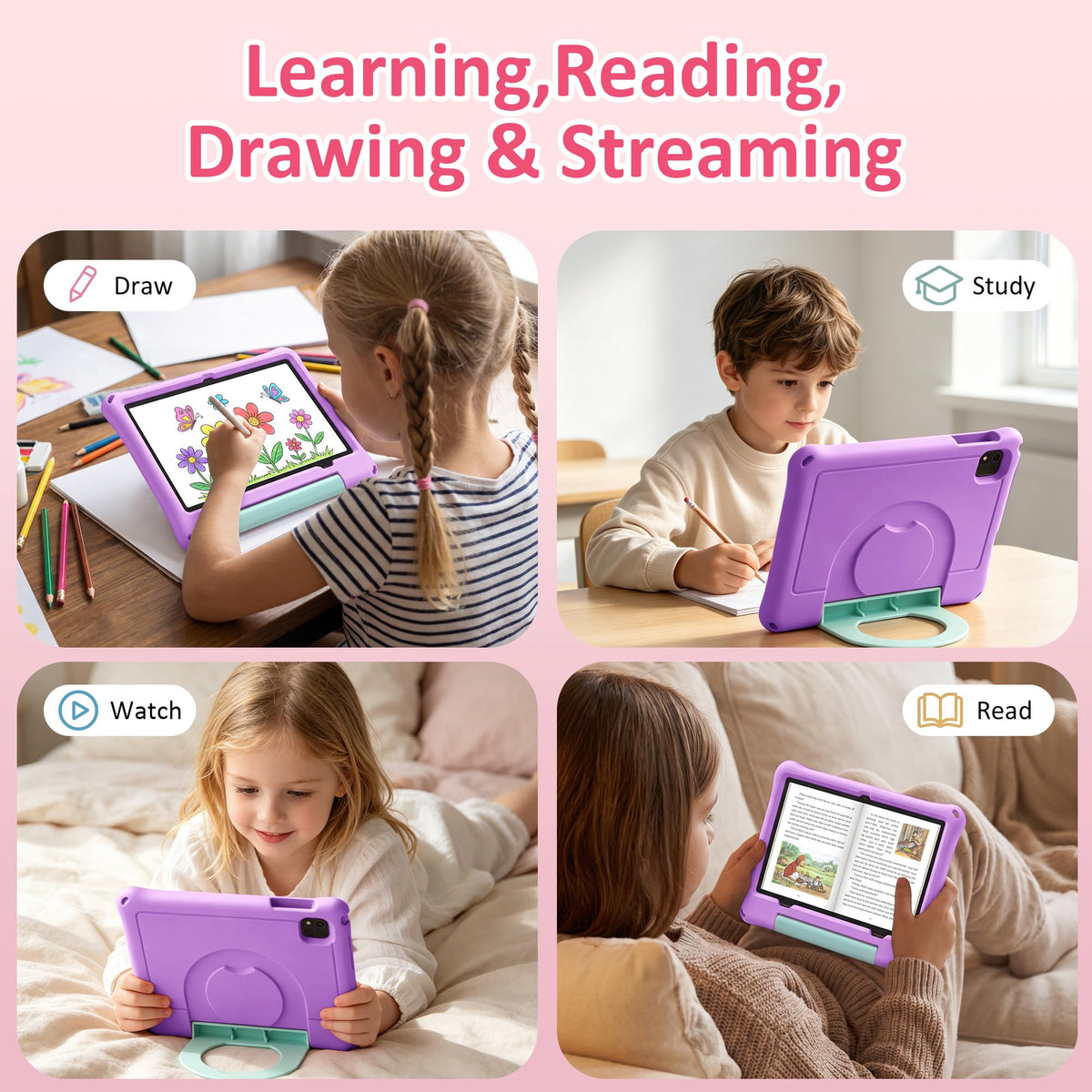 Kids Tablet, 10.1" Android 16 Tablet for Kids, Gift for Ages 6-12