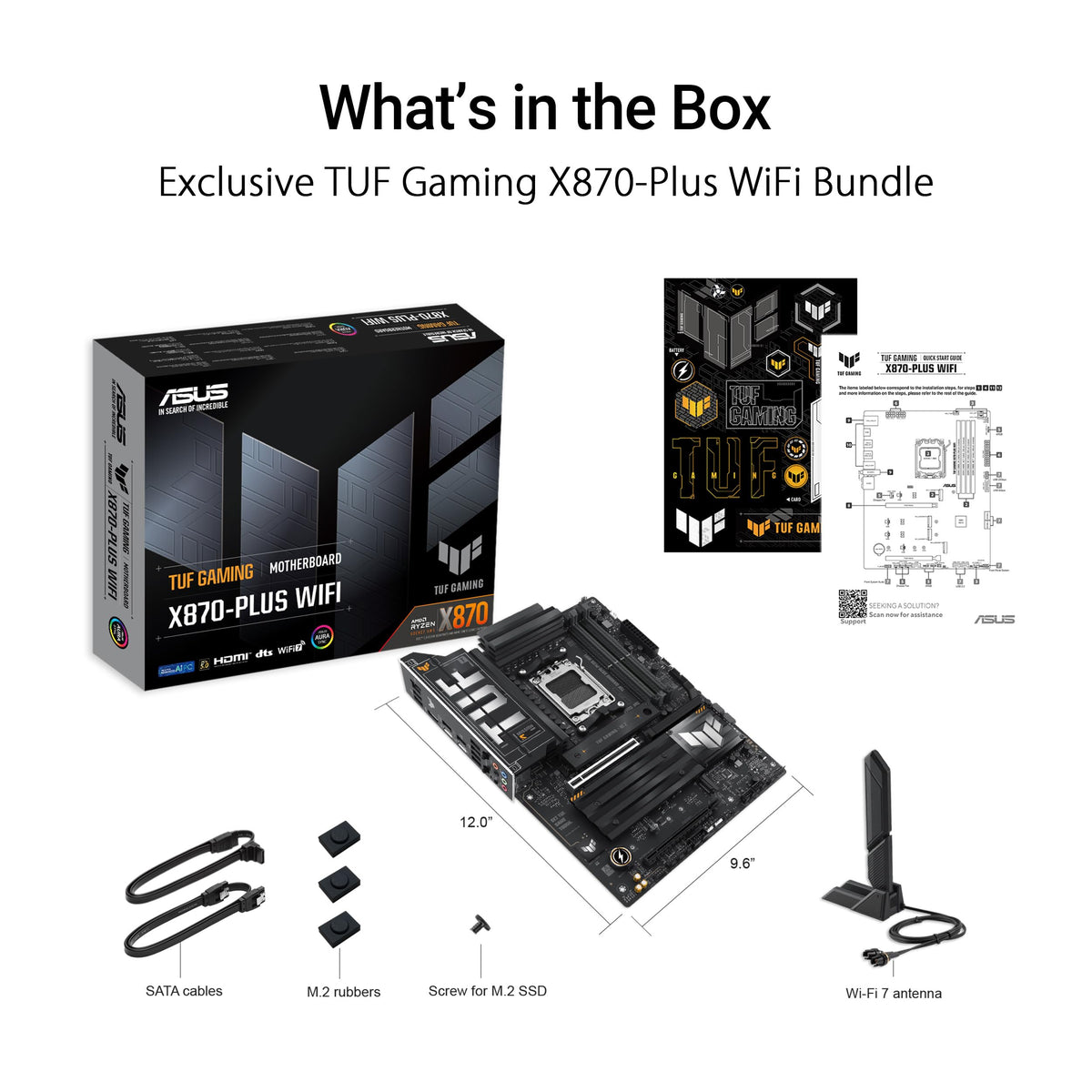 ASUS TUF Gaming X870-PLUS WiFi AMD AM5 X870 ATX Motherboard, 16+2+1, 80A SPS Power Stages, DDR5, PCIe 5.0 Ready, Four M.2 Slots, Wi-Fi 7, 2.5Gb LAN, HDMI, USB4® 40Gbps, SATA 6 Gbps, USB 20Gbps Type-C