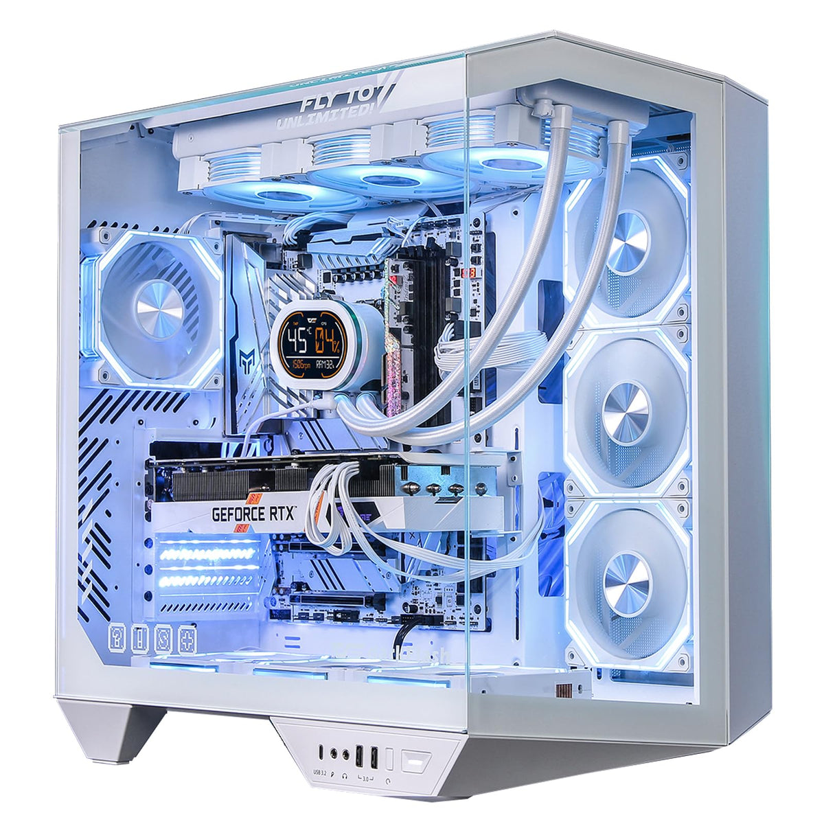 darkFlash DY470 Full-Tower ATX Gaming PC Case with 4 PWM ARGB Fans, Black
