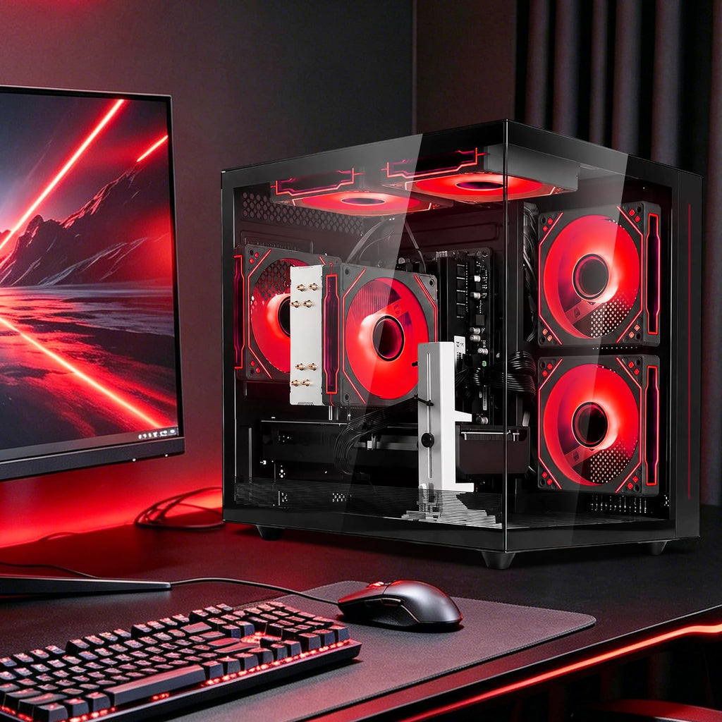 suevery Pre Built Gaming PC Bundle AMD Ryzen7 Desktop Computer Black