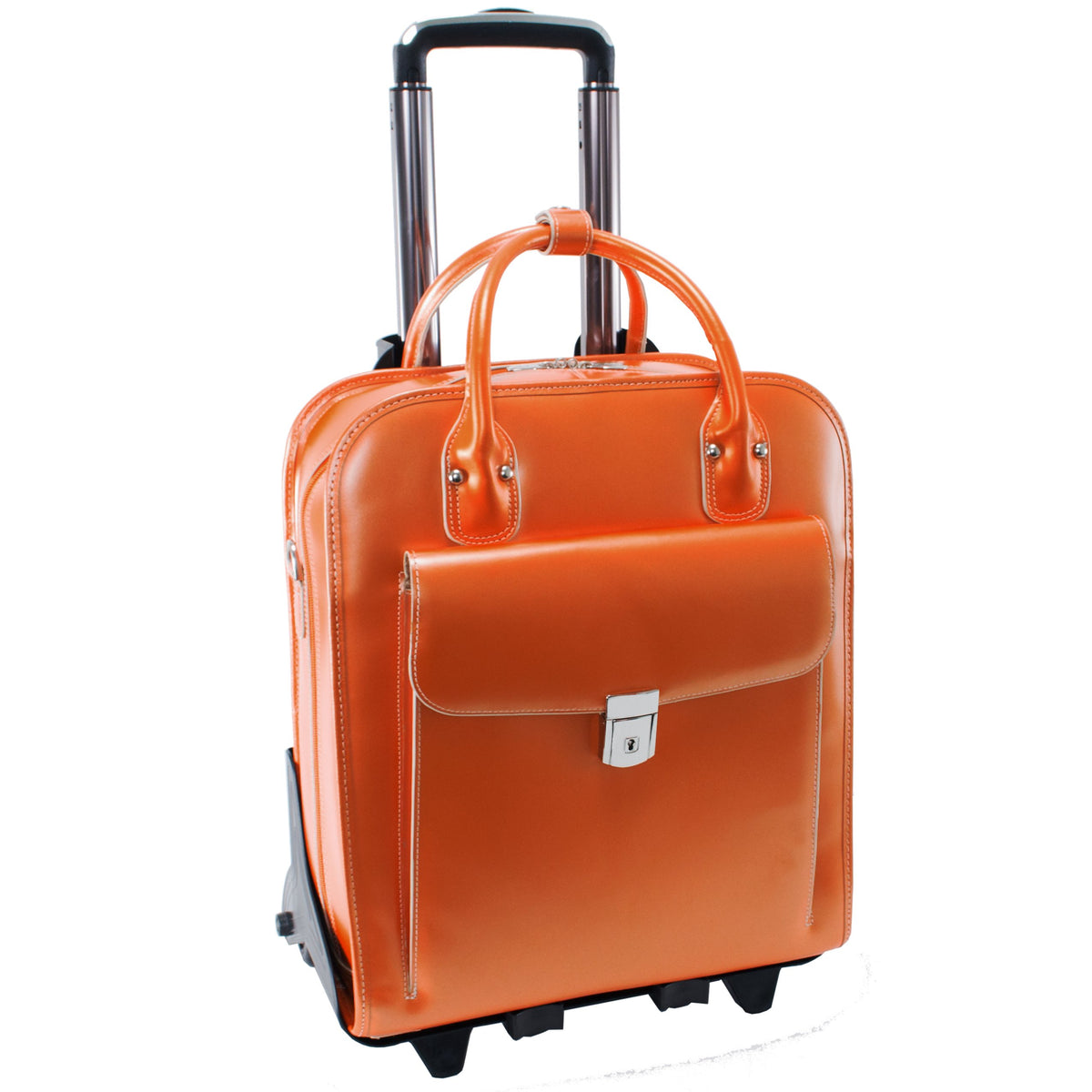 McKlein LA GRANGE, 15" Leather Detachable -Wheeled Ladies' Laptop/Computer & Tablet Business Briefcase Bag/Women's Rolling Overnight Travel Bag, Removable trolley case
