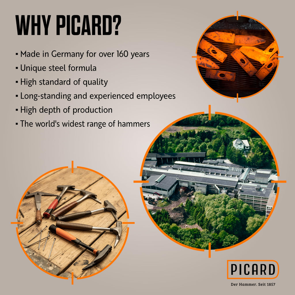 PICARD AluTec Framing Hammer 780g – Hybrid Aluminum & Forged Steel Head, Smooth Face, Low Vibration Ergonomic Grip, German-Made Premium Carpenter Tool – 0109500-16