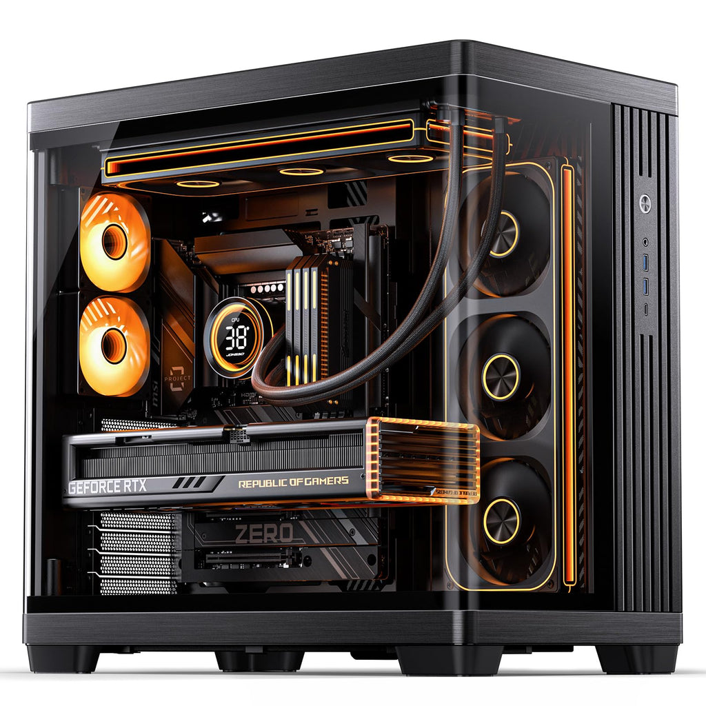 JONSBO TK-4 Black ATX PC Case,Separated Cabinet Mid Tower Computer Case,Bi-Bent Surround View Glass,Aluminum Alloy, Support Micro/ATX, SP Back-Connect(BTF) MB /460GPU/200PSU,Type-C Jack, Black