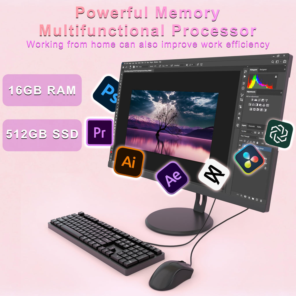 23.8'' All-in-one Desktop Computer,Core i5,16GB RAM,512GB SSD,FHD IPS,Win11