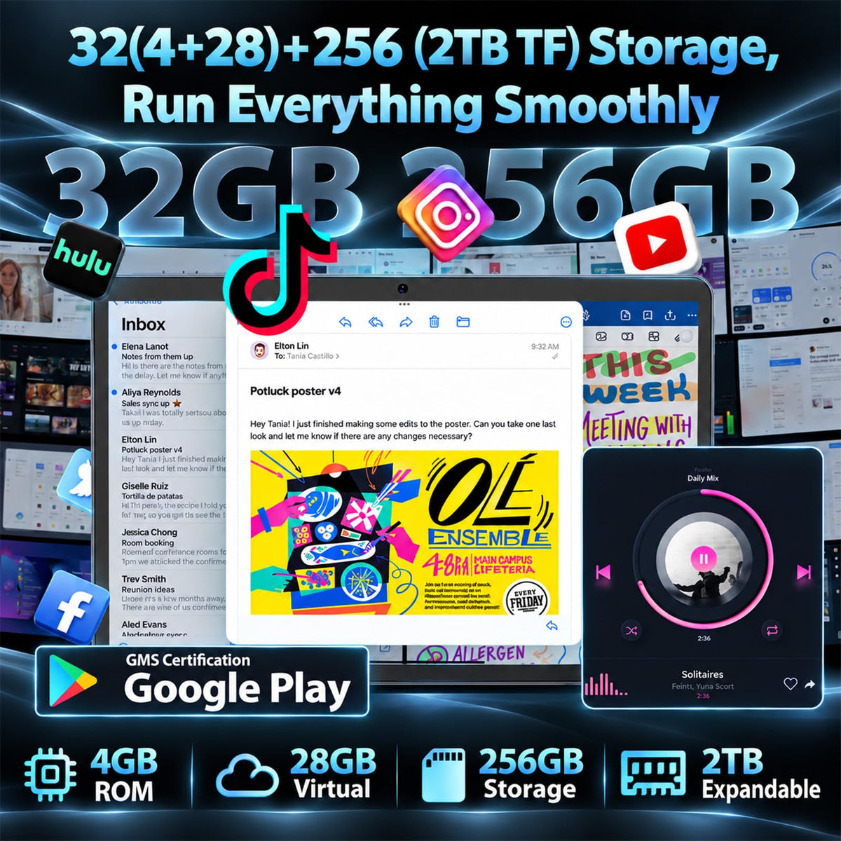 Android 16 Tablet 10 inch - Electronics Tablet with 32GB+256GB+2TB Expand