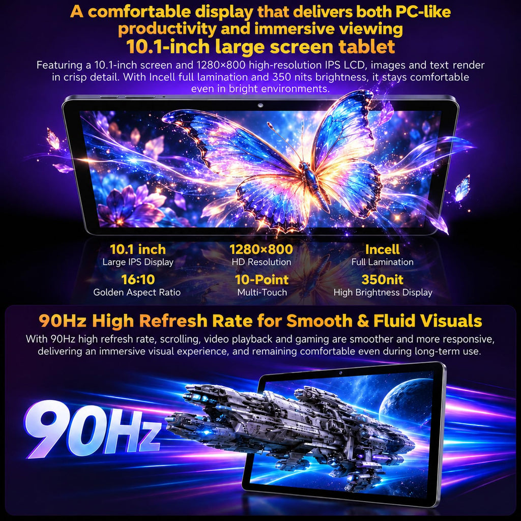Android 16 Tablet with Keyboard - 10 inch Electronics Tablet with Gemini AI