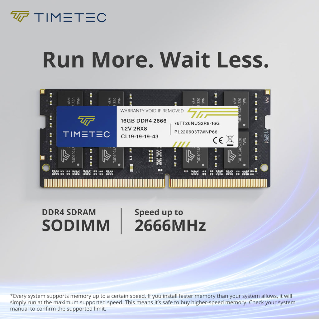 Timetec Elite 32GB KIT (2x16GB) DDR4 2666MHz (PC4-2666V) PC4-21300 SODIMM Laptop RAM – 260-Pin 1.2V CL19 Non-ECC Unbuffered Memory Module for Laptop, Notebook, Mini PC, All-in-One