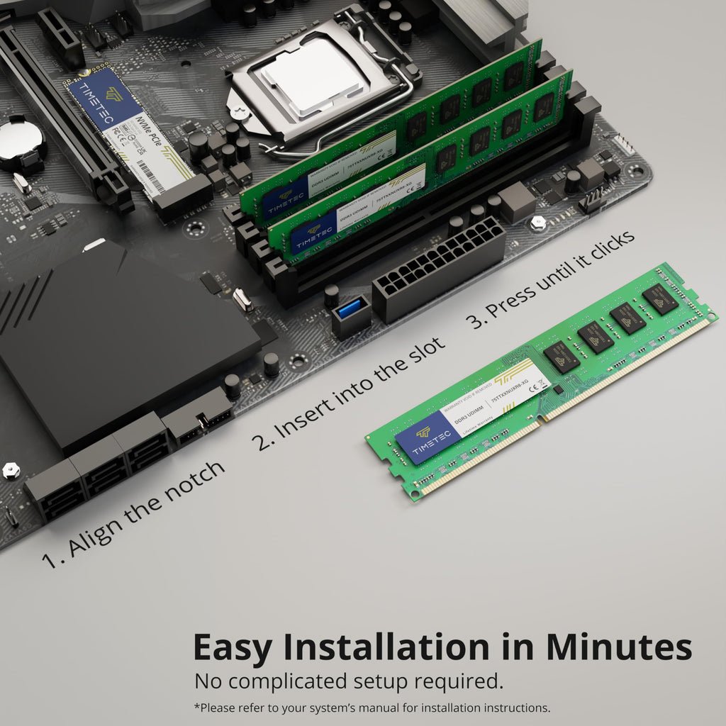 Timetec 80GB KIT(10x8GB) DDR3 1600MHz (DDR3-1600) PC3-12800 (PC3-12800U) Non-ECC Unbuffered 1.5V CL11 2Rx8 Dual Rank 240 Pin UDIMM Desktop PC Computer Memory RAM(SDRAM) Module Upgrade