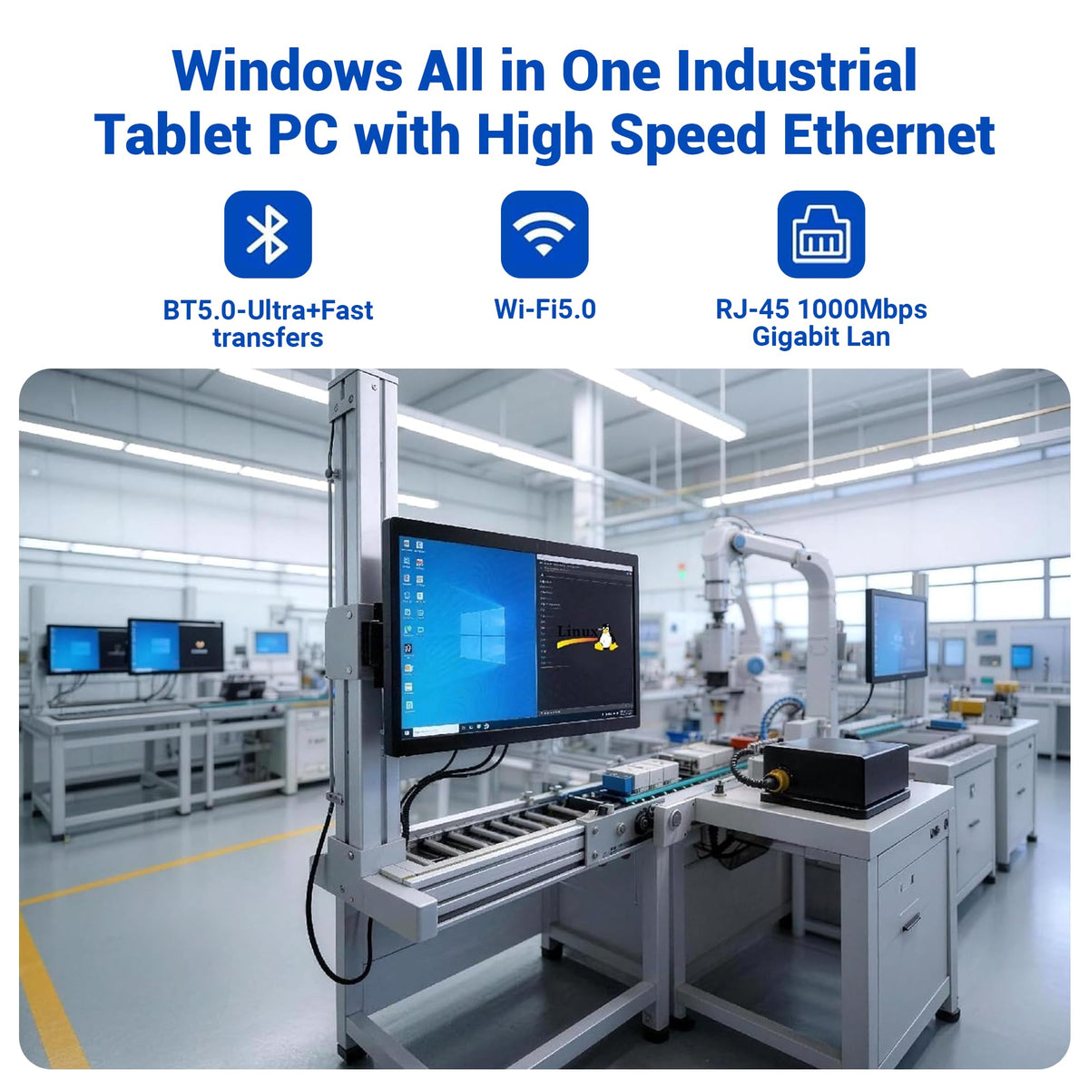 15.6" Industrial Touch Panel Monitor All-in-One Tablet PC, Open Frame Display Win 11 Pro Fanless Computer with Celeron N5095 8GB RAM 128GB ROM, 1920*1080 IPS, VESA Mount for Kiosk Automation POS