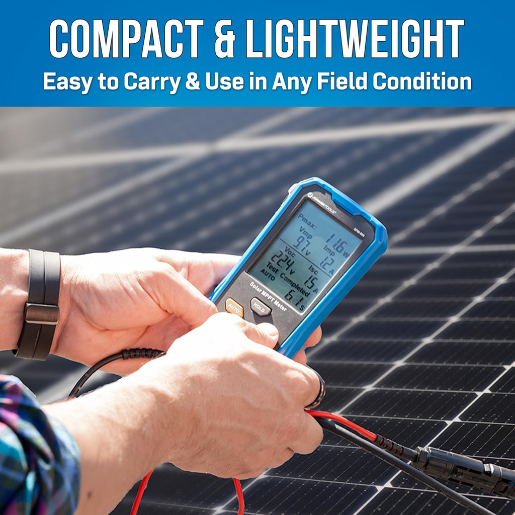 Jonard Tools SPM-800 Solar MPPT Power Meter - High-Precision Voltage, Current & Power Measurement, MC4 Leads, LCD Display, Safety Protections for Solar Panels
