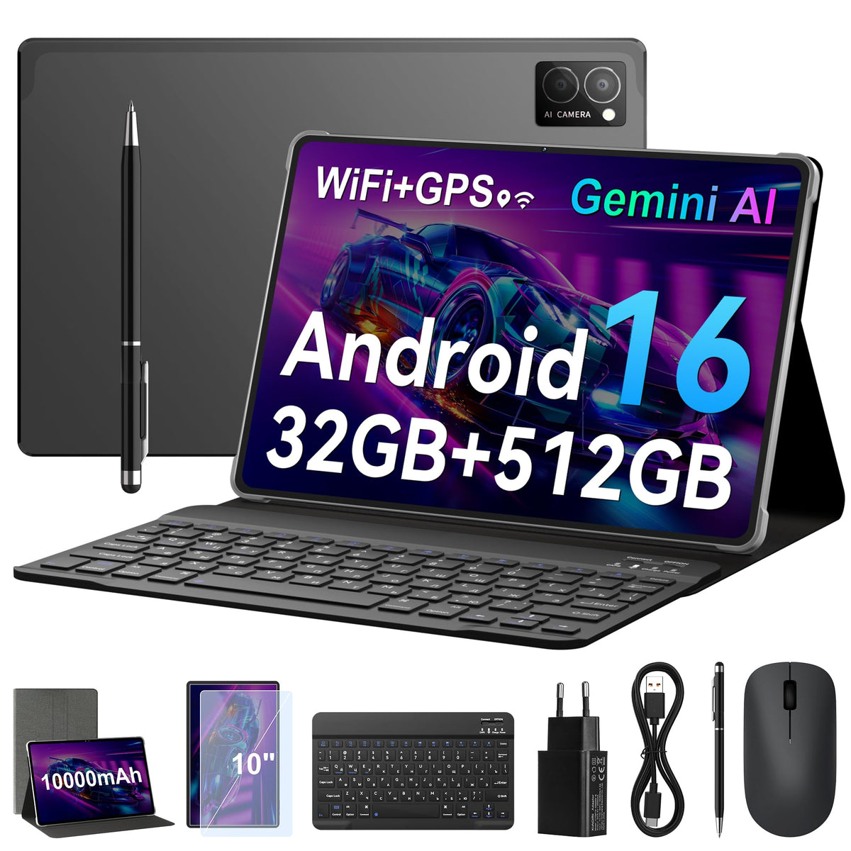 Android 16 Tablet,10.1-Inch Electronics Tablet,32GB RAM 512GB ROM