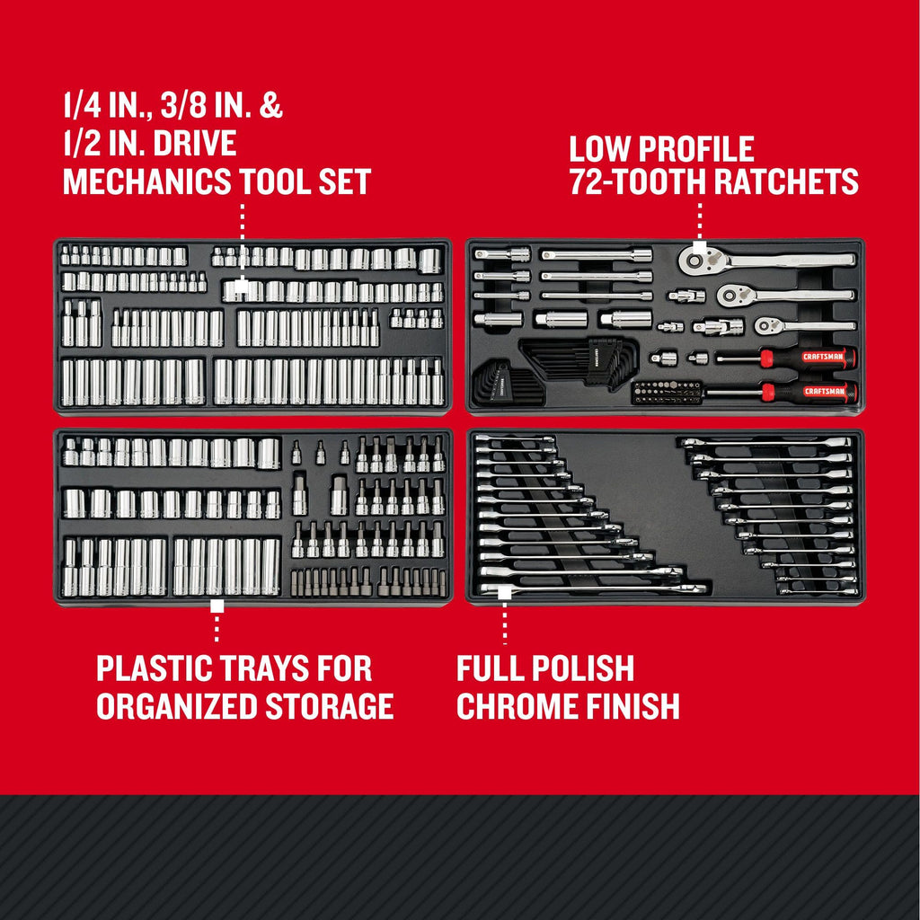 CRAFTSMAN Mechanics Tool Set, 298 Piece Hand Tool and Socket Set SAE/Metric (CMMT12139)
