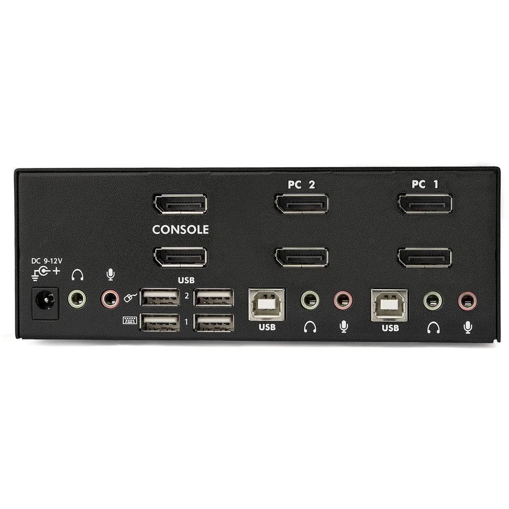 StarTech 2-Port Dual-Monitor DisplayPort KVM Switch, USB Hub, Audio, TAA