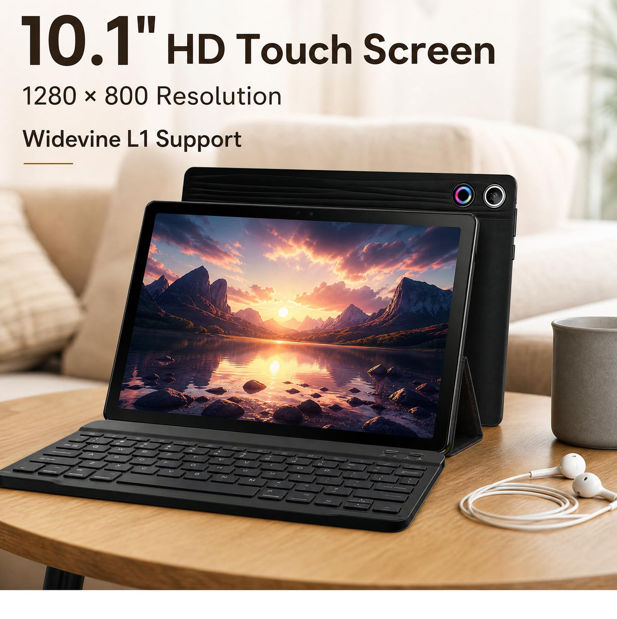 Tablet, 10.1 Inch Android 16 Tablets with Keyboard,24+64GB, 1TB Expansion