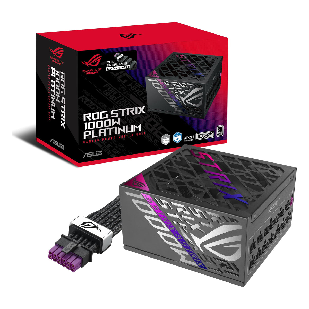 ASUS ROG Strix 1000W Platinum (Fully Modular Power Supply, 80 Plus Platinum Certified, ATX 3.1, Cybenetics Lambda A+, GaN MOSFET, GPU-First Intelligent Voltage Stabilizer, 10-Year Warranty)