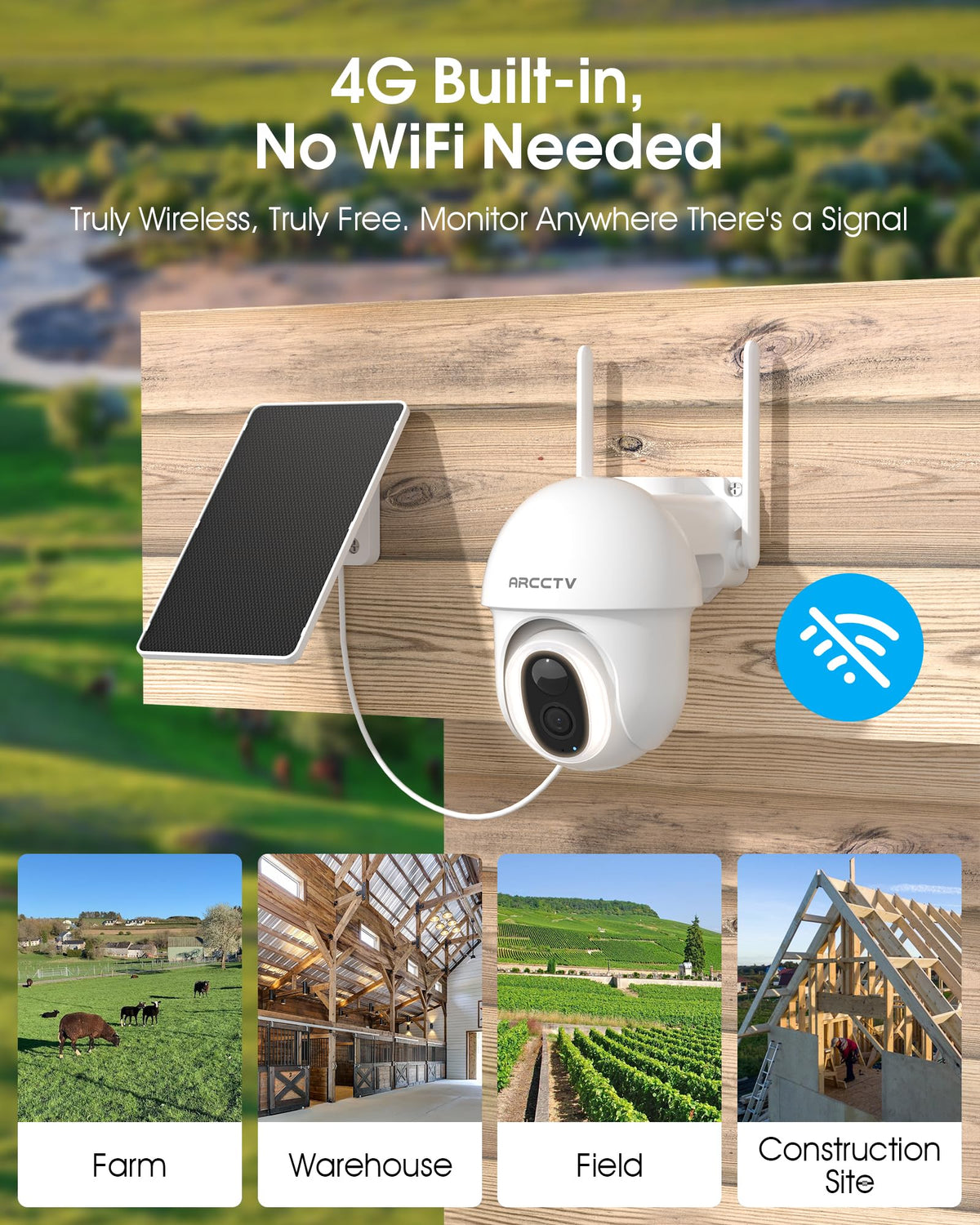 ARCCTV 4G LTE Cellular Security Camera Outdoor Wireless