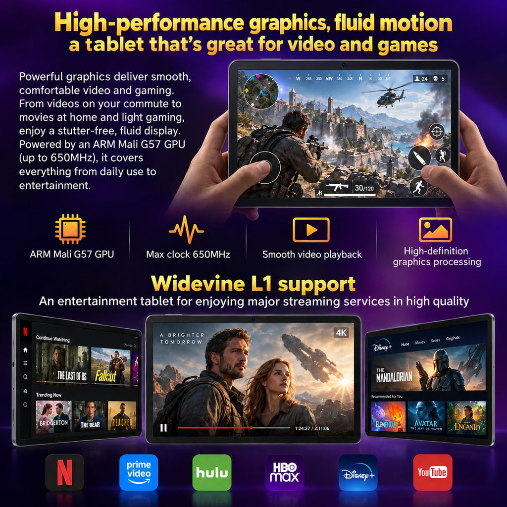 Android 16 Tablet with Keyboard - 10 inch Electronics Tablet with Gemini AI