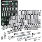 SK 3/8" Drive Socket Set with 90-Tooth Ratchet, SAE & Metric, CR-V Steel