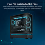 ASUS Prime AP304 ARGB ATX PC Gaming Case Tempered Glass; x4 ARGB Fans