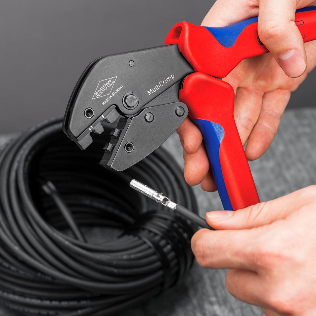 Knipex MultiCrimp Crimping Pliers with Solar 3 Die Changer Magazine