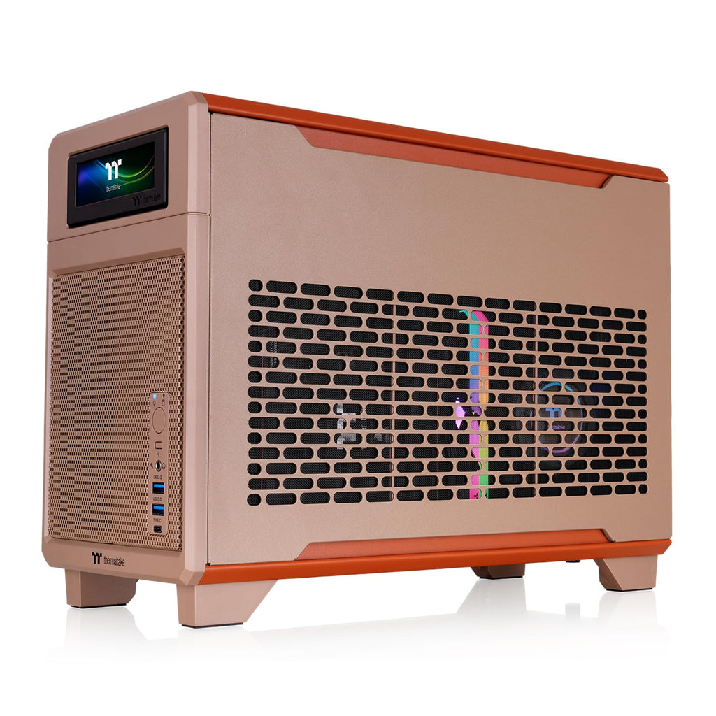 Thermaltake TR100 SFF Chassis; mITX Support; 18.9 Liters; PCIe 4.0 Riser Cable Included; 360mm GPU Clearance; 280mm Radiator Support; Removable PCIe Bracket; Gravel Sand; CA-11A-00SGNN-00