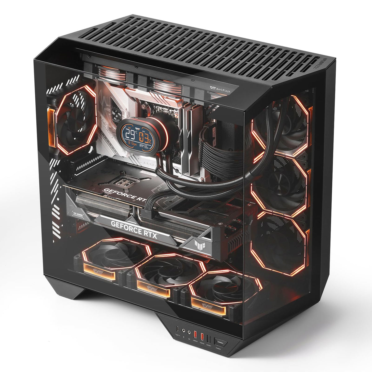 darkFlash DY470 Full-Tower ATX Gaming PC Case with 4 PWM ARGB Fans, Black