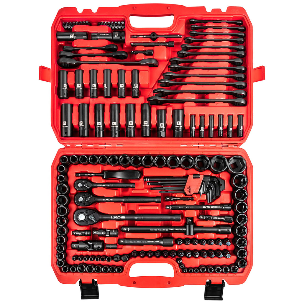 160Pc Mechanics Socket Set 1/2 1/4 3/8" Drive Metric