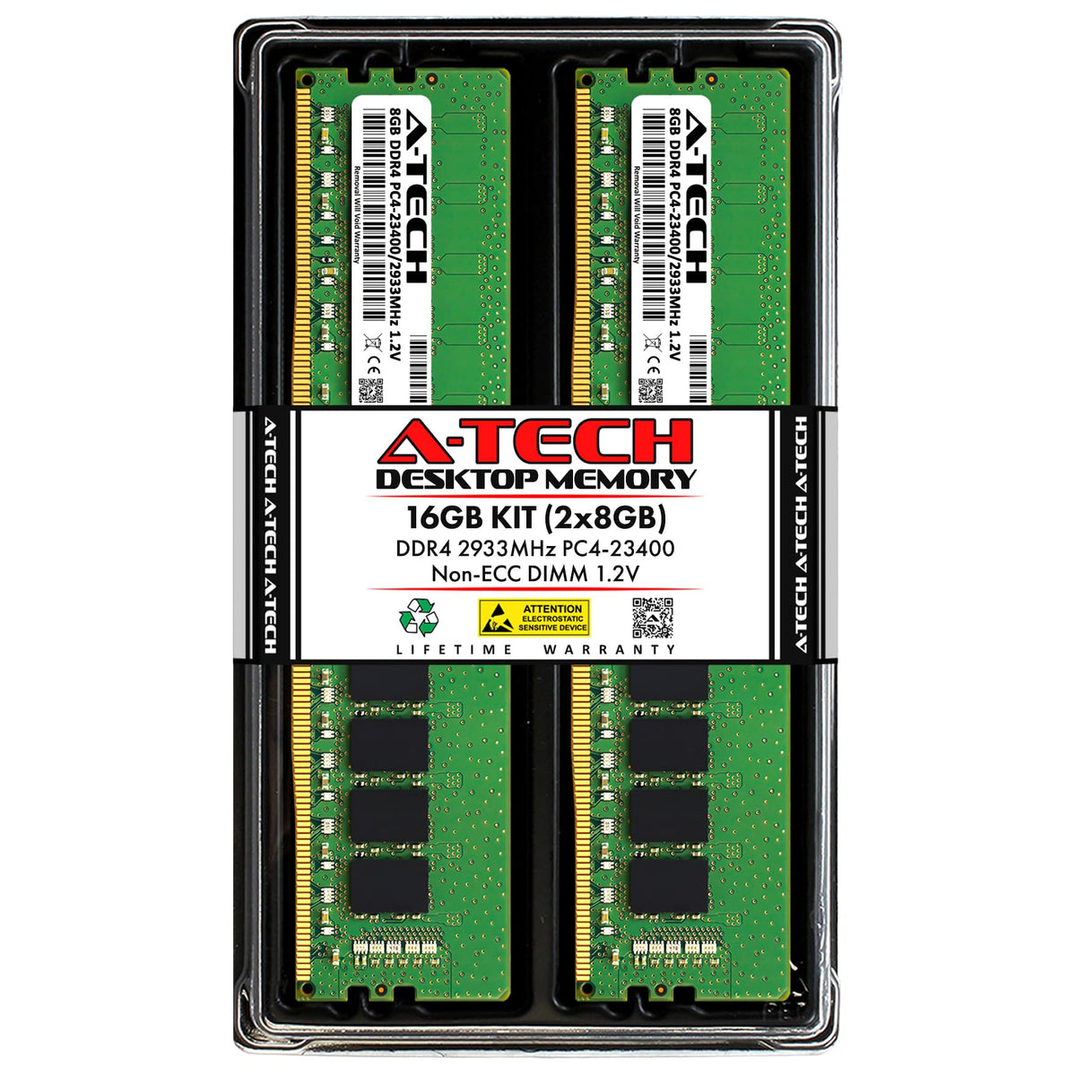 A-Tech 16GB Kit (2x8GB) DDR4 2933MHz PC4-23400 (PC4-2933Y) CL21 UDIMM 1.2V Non-ECC DIMM 288-Pin Desktop Computer RAM Memory Upgrade Modules