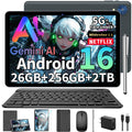 2026 Android 16 Tablet with Keyboard, Gemini AI 10 Inch Tablet, Black Case