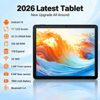 Tablet 11 inch Android 16 Tablet, 2‑in‑1 Tablet Bundle with Keyboard, Wireless Mouse, Stylus, 32GB+256GB+1TB TF Expansion, 7800mAh, Portable for Students & Business