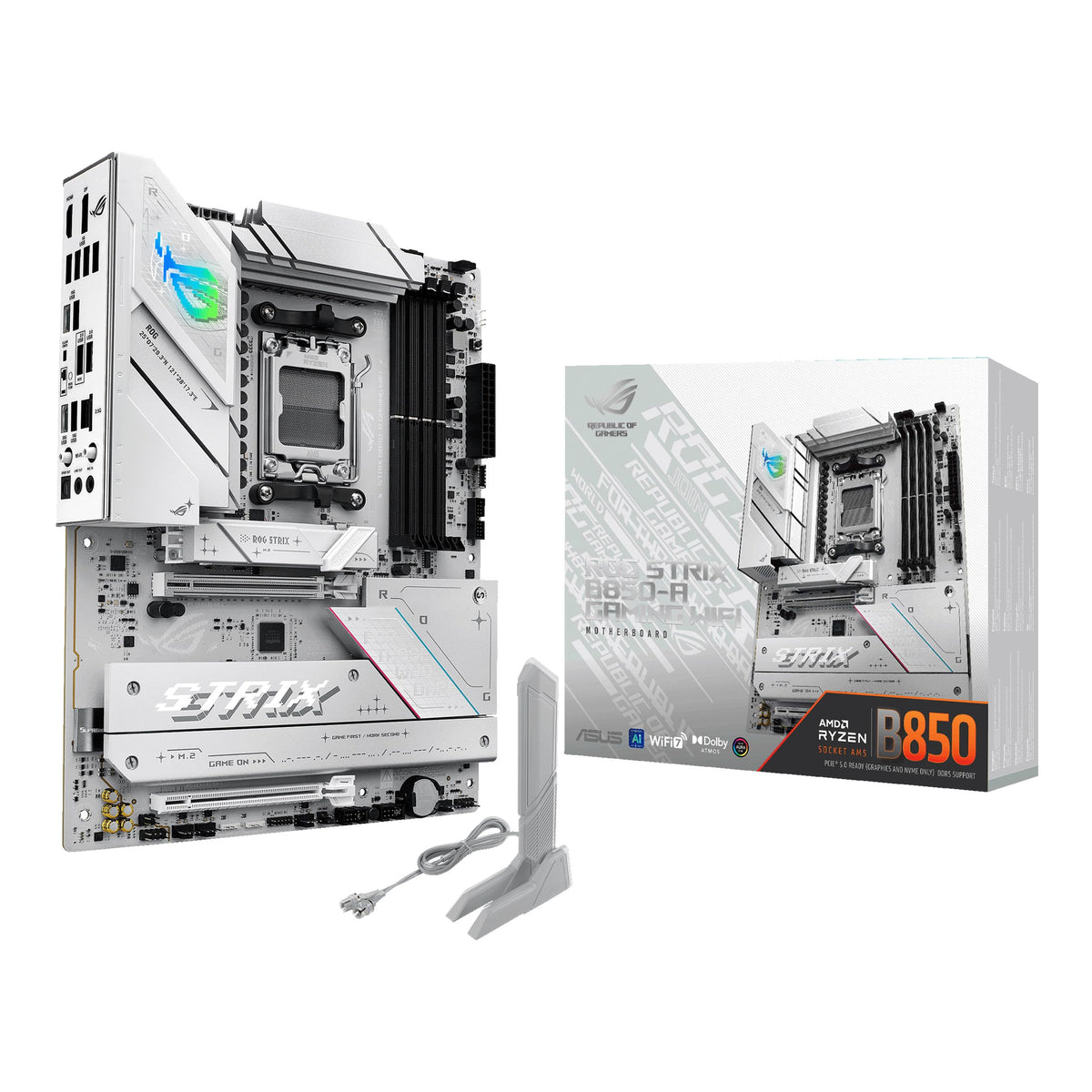 ASUS ROG Strix B850-A Gaming WiFi AMD AM5 B850 ATX Motherboard 14+2+2 Power Stages, DDR5 AEMP, 2.5G LAN 7 with Q-Antenna, 4X M.2, PCIe® 5.0, USB 20Gbps Type-C, AI Networking II, ASUS Advisor
