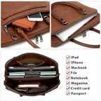 Blofinche Laptop Messenger shoulder bag: Genuine Leather work Briefcase 13.3 15.6 inch designer Satchel handbag