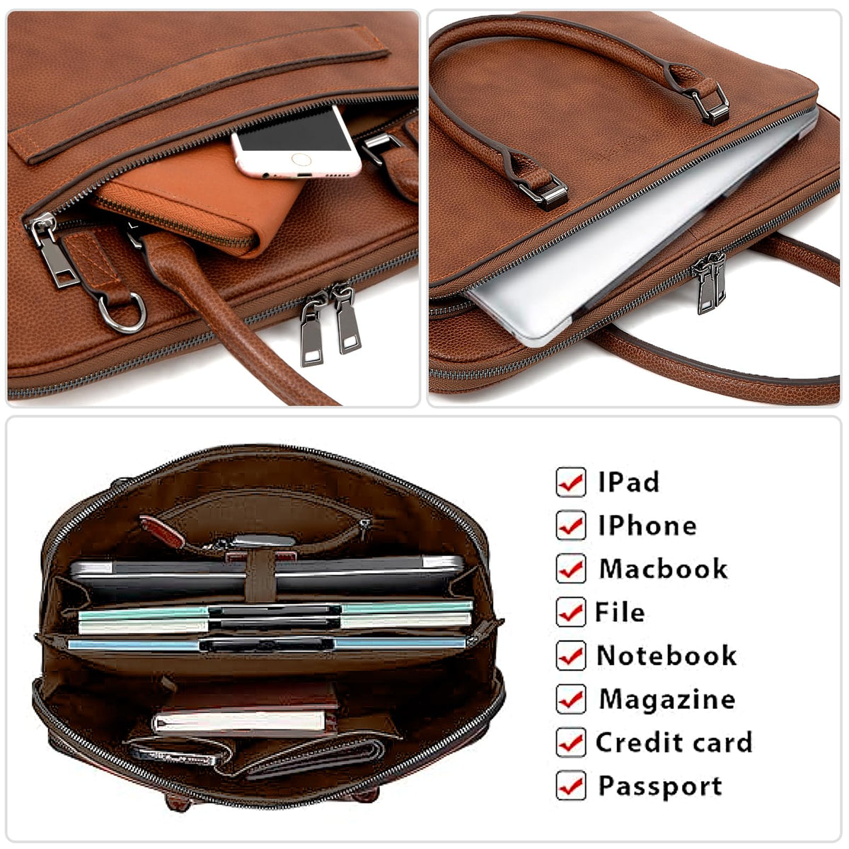 Blofinche Laptop Messenger shoulder bag: Genuine Leather work Briefcase 13.3 15.6 inch designer Satchel handbag