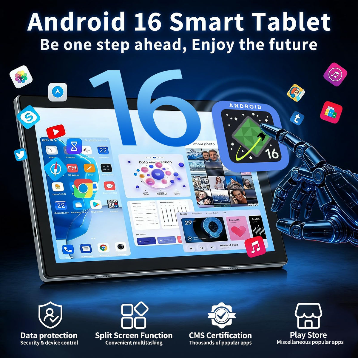Tablet 10 Inch Android 16 Tablet, 32GB RAM 128GB ROM