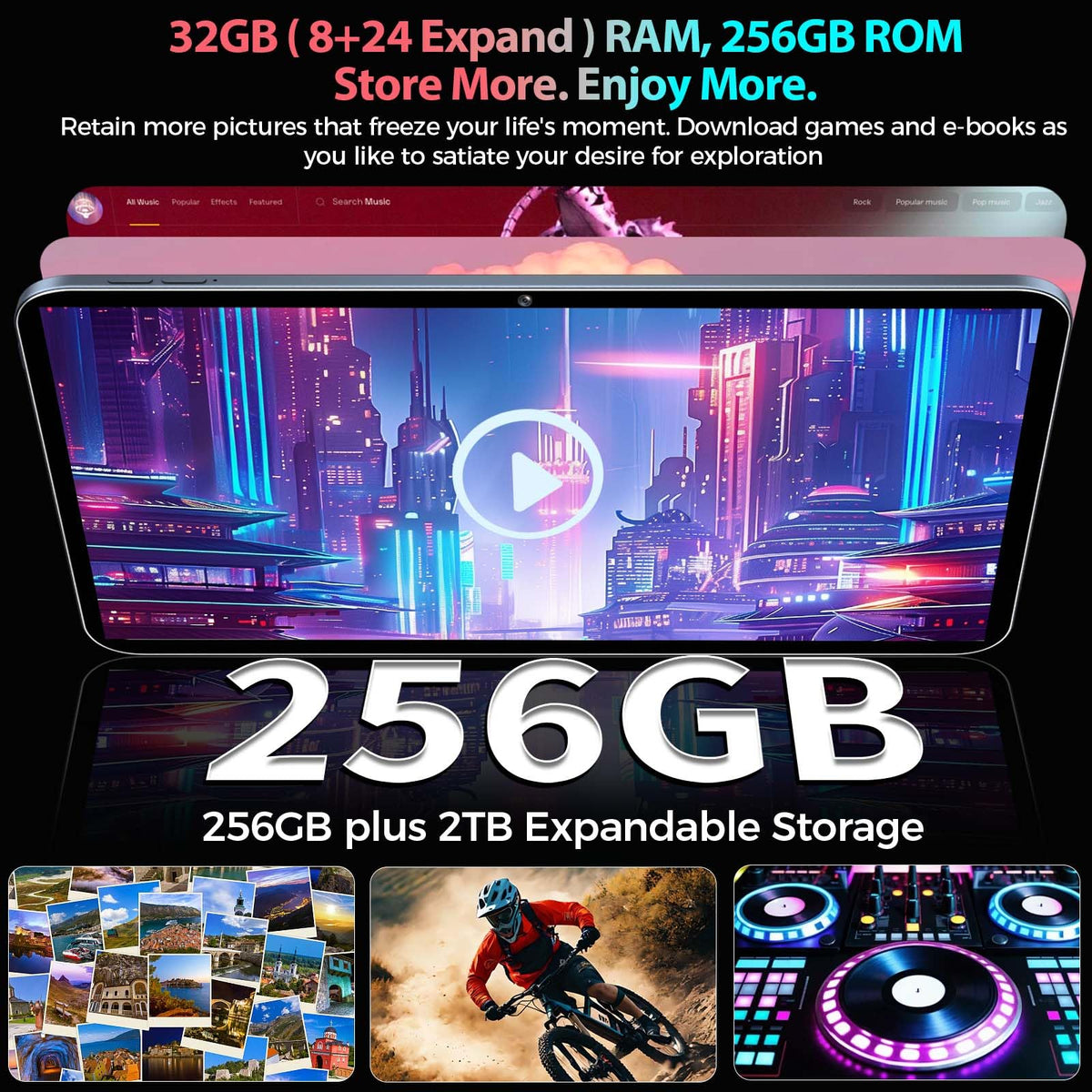13 inch Tablet with Keyboard - 2026 Gemini AI Android 16 Tablet,Black Case
