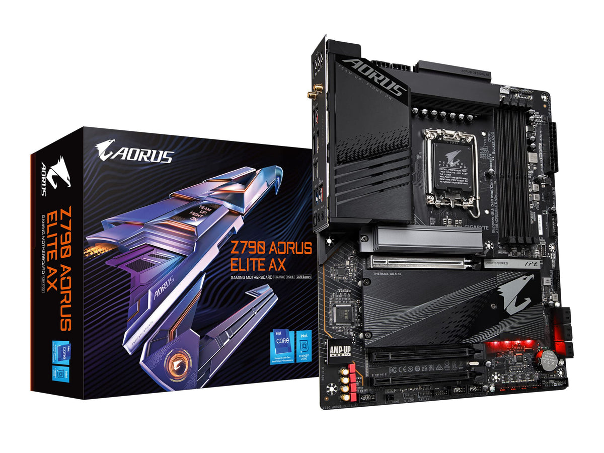 GIGABYTE Z790 AORUS Elite AX LGA 1700 ATX Motherboard, Support Intel Core 14th/13th/12th Gen, DDR5, 16+1+2 Power Phase, 4X M.2, PCIe 5.0, USB-C 3.2, WIFI6E, 2.5GbE, Q-Flash, EZ-Latch, RGB Fusion