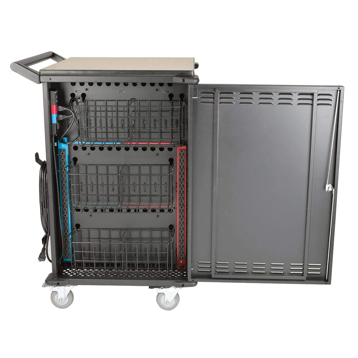 Tripp Lite 48-Port AC Mobile Charging Cart Storage Station for Chromebooks, iPads, Laptops, Tablets, Black (CSC48AC)