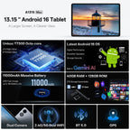 13 Inch Android Tablet, 40GB RAM+128GB ROM, Octa-Core Processor