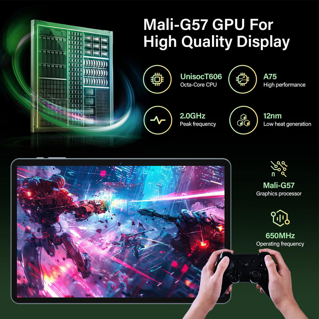 10 inch Tablet with Keyboard - Android 16 Tablet - 32GB+256GB+2TB (Black)