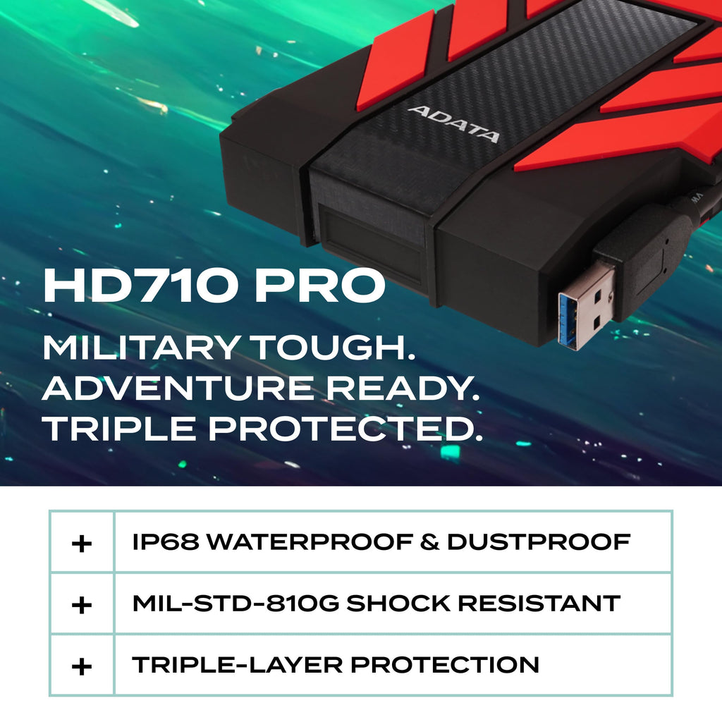 ADATA HD710 Pro External Hard Drive, Red, 1TB