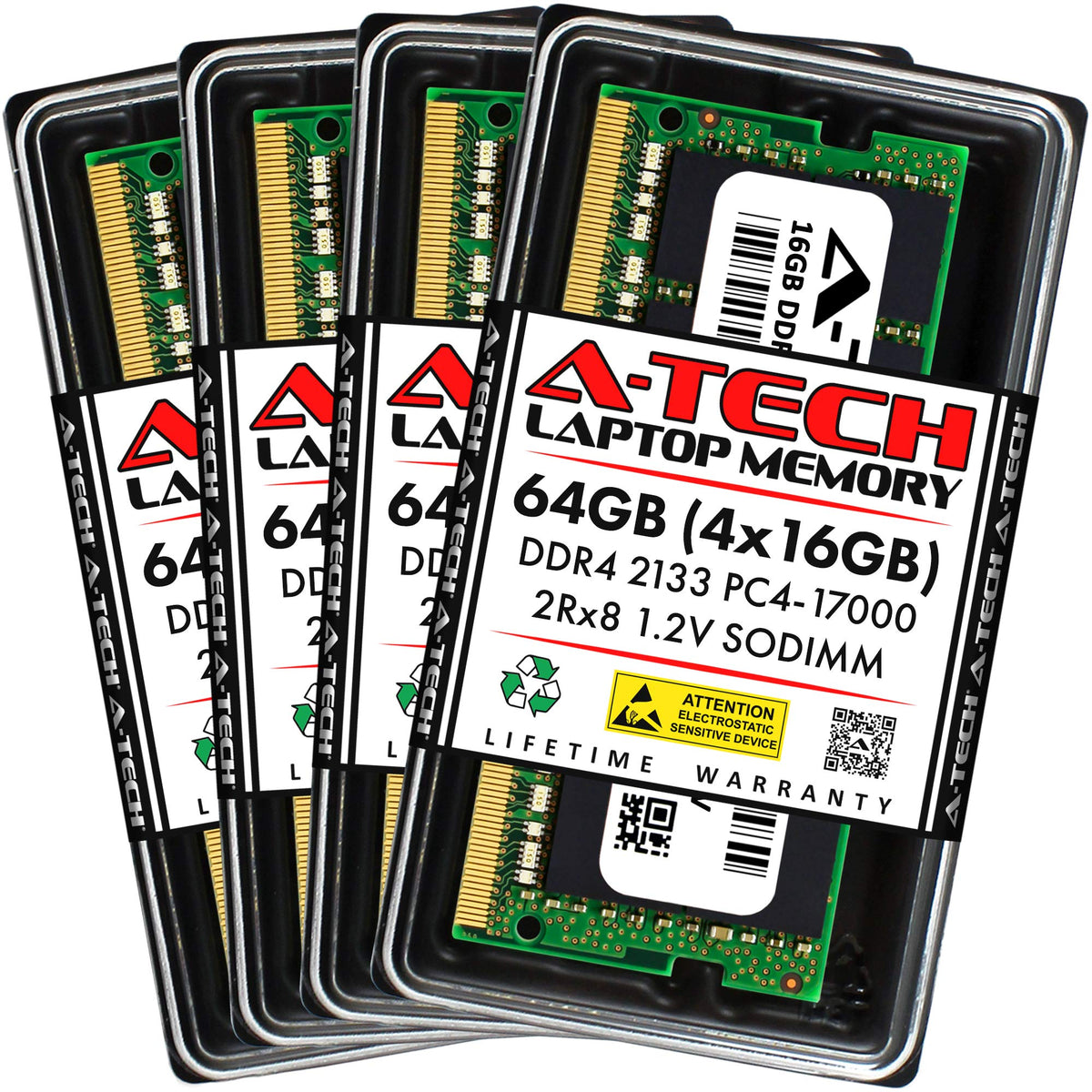 A-Tech 32GB (4x8GB) DDR4 2133 MHz SODIMM PC4-17000 (PC4-2133P) CL15 Non-ECC Laptop RAM Memory Modules