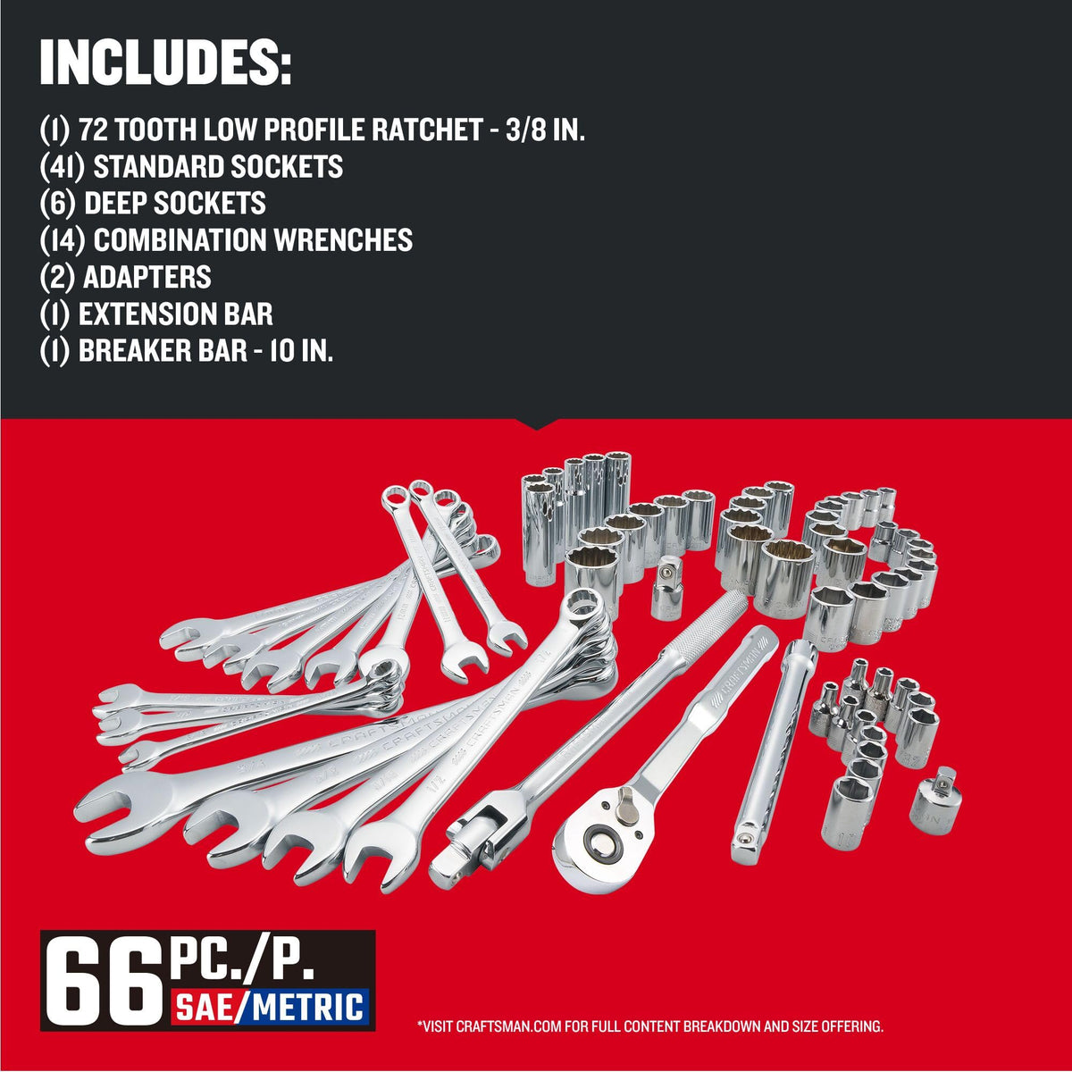 CRAFTSMAN Mobile Mechanics Tool Set, 66 Piece (CMMT12120) (Pack of 3)