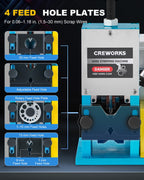 CREWORKS 180W Electric Wire Stripper Machine, 0.06"-1.18" Automatic Wire Stripping Machine, Wire Stripping Tool for 1.5-30 mm Scrap Wire, 5 Channel Copper Wire Stripper Tool for Cable Recycling