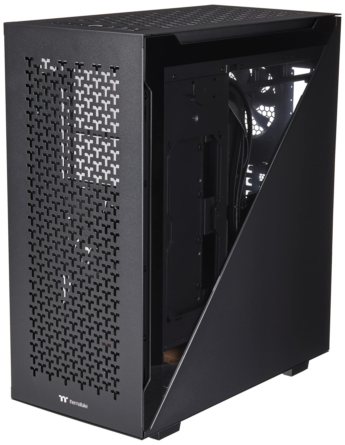 Thermaltake Divider 500 TG Black Color ARGB ATX Mid Tower Tempered Glass Computer Case with 3 120mm 5V ARGB Front Fans + 1 120mm Standard Rear Fan + 2 Symmetrical Triangular Panels CA-1T4-00M1WN-01