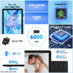Android Tablet 10.1 inch with Octa-Core Processor, 36GBRAM+128GB Storage