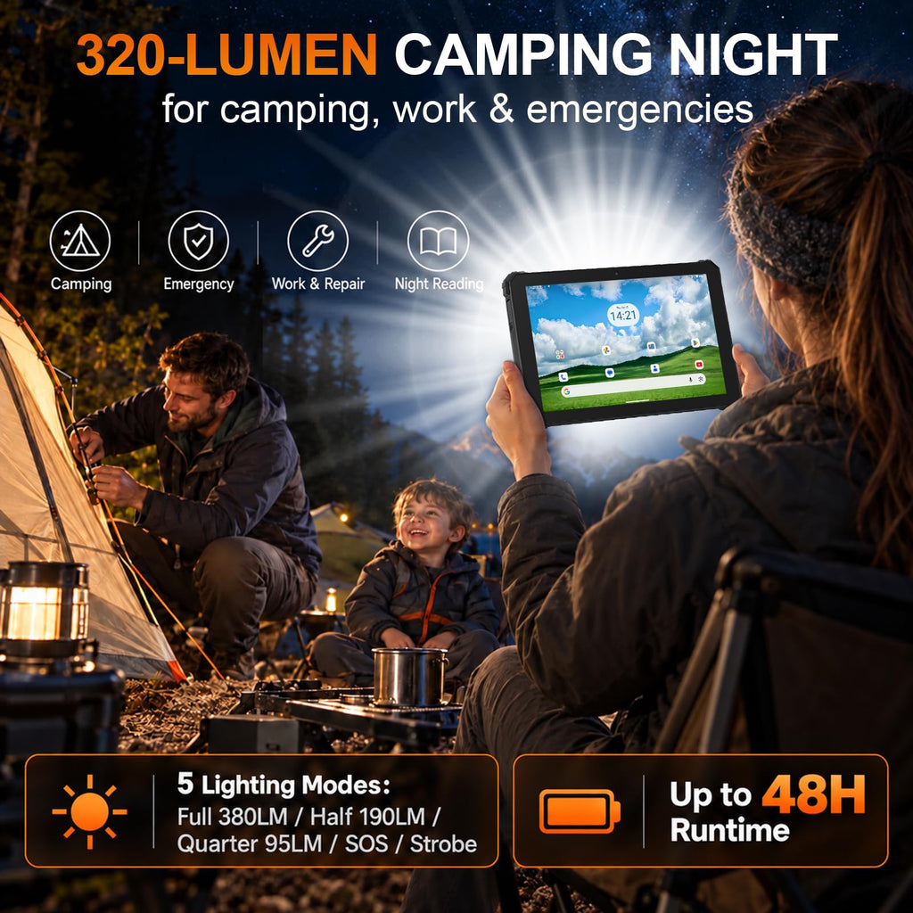 T1 Rugged Tablet Android 16, 8" 20GB+128GB/2TB, Waterproof Tablet