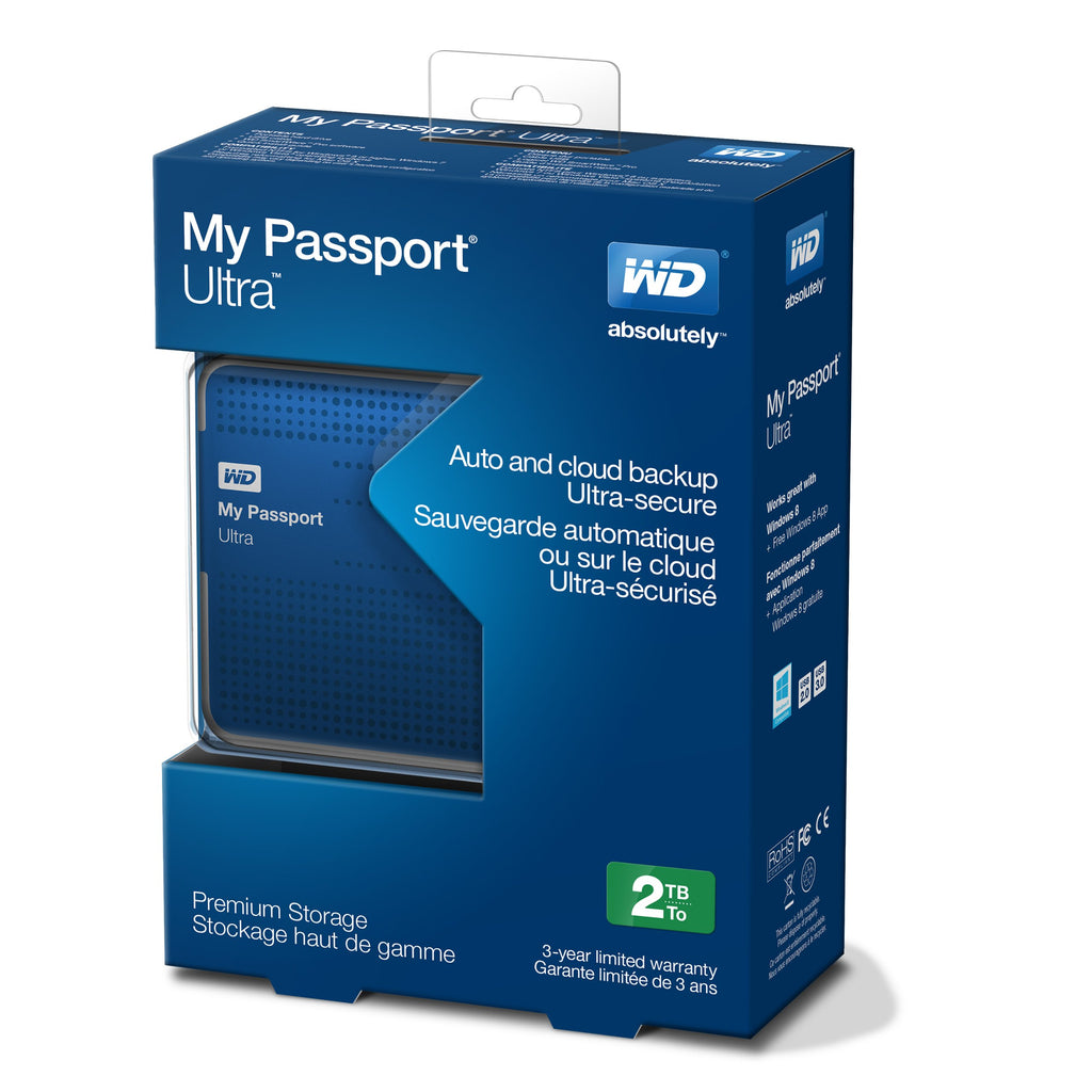 Western Digital My Passport Ultra 2 TB Portable External USB 3.0 Hard Drive with Auto Backup, Blue