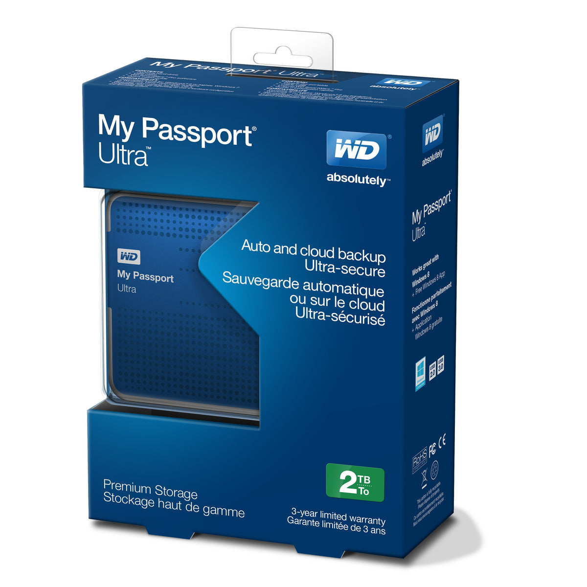 Western Digital My Passport Ultra 2 TB Portable External USB 3.0 Hard Drive with Auto Backup, Blue