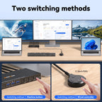 USB C DP KVM Switch 3 Computers 3 Monitors,4K/1080P@60Hz MST KVM Switch for 1 PC&2 Laptop Share 3 Monitor with 4 USB3.0 Devices,PD for Laptop, USB Cables and Power Adapter(4K USB C DP 3 in 3 Out KVM)
