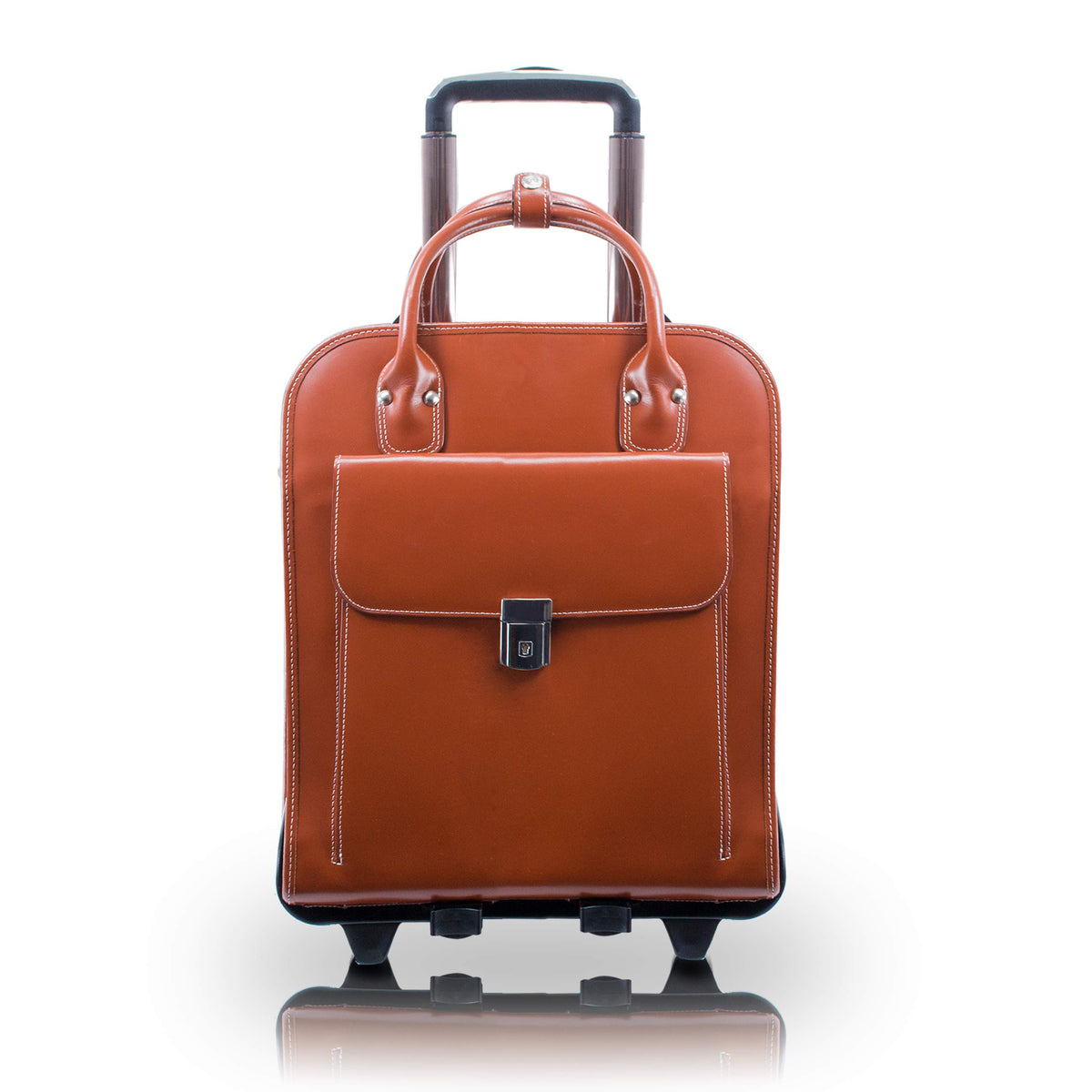 McKlein LA GRANGE, 15" Leather Detachable -Wheeled Ladies' Laptop/Computer & Tablet Business Briefcase Bag/Women's Rolling Overnight Travel Bag, Removable trolley case